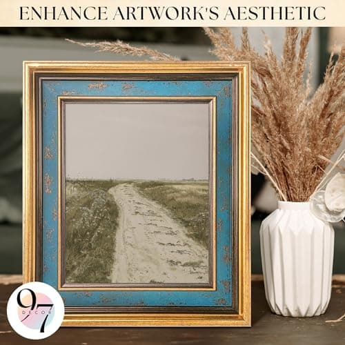 97 Decor 8x10 Vintage Picture Frame - 8x10 Picture Frame Gold Vintage, 8 x10 Gold Frame For Posters, Rustic 8 x 10 Frame Wall Hanging For Home Decor - Thumbnail 2