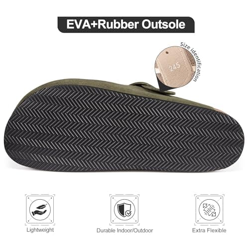 Fuzzy Suede Clogs for Women Fur Lined Leather Mules Soft Non Slip Potato Shoes with Arch Support Green - Thumbnail 5