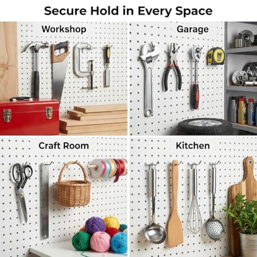 Qokylind Pegboard Bins and Hooks Set, 4 Pack Open Front Storage Bins with 2 Inch Hooks, Fits 1/4" & 1/8" Pegboard, Heavy Duty Small Parts Organizer for Screws Nails Tools, Garage Workshop Wall Storage - Thumbnail 3