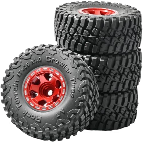 RcThjia 1.0 Beadlock Wheel Soft Tire Set RC Upgrade Part for Traxxas 1/18 TRX4M 1/24 RC Crawlers car Axial SCX24 FMS FCX24 Gladiator Bronco C10 JLU Deadbolt B17 Upgrade.(4Pcs/Set) - Thumbnail 6