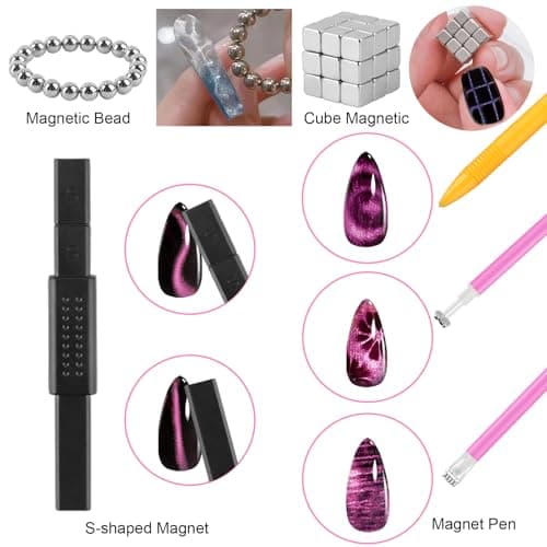 54PCS Cat Eye Nail Magnet Set, EBANKU Cat Eye Gel Nail Polish Magnet for Nails, 3 IN 1 Magnets for Cat Eye Gel Polish, Cat Eye Magnets Sticks Nail Design Tools Nail Art Accessories - Thumbnail 5