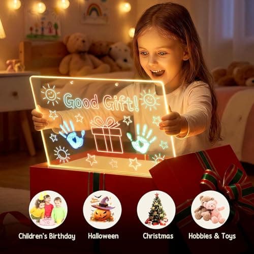 Warm Led Drawing Board for Kids, 17" Flicker-Free Led Note Board with Upgrade Bracket, Soft Light Board with 12 Markers, Holiday Gifts for Kids Ages 3-12, Girl Gifts Boy Gifts - Thumbnail 6