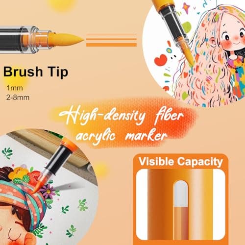 Niodel 60 Colors Direct Liquid Acrylic Paint Markers, Flexible Brush Tip, Instant Flow (No Pressing Required), High Opacity Paint Pens for Rock Painting, Wood, Canvas, Glass, DIY Crafts - Thumbnail 3