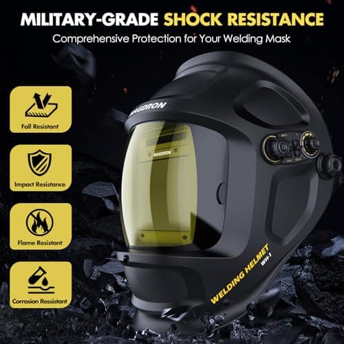 Auto Darkening Welding Helmet Large View 3.94" x 3.66", True Color Welding Hood Optical Clarity, 4 Arc Sensor Solar/Battery Powered, Wide Shade 3.5/5-9/9-13 Welder Mask for TIG MIG ARC Cut Grind - Thumbnail 5