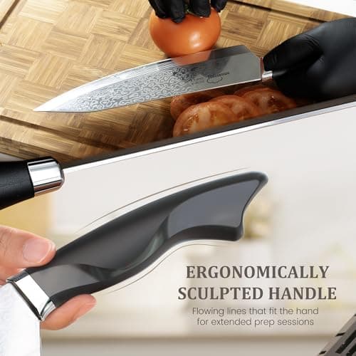 Amorston 22 Pieces Knife Set, Laser Engraved High Carbon Stainless Steel Knife Block Set, Full Tang Professional Kitchen Knife Set with Built-in Sharpener - Thumbnail 3