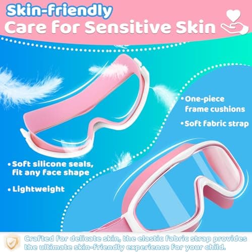 Vvinca Kids Goggles with Comfort Fabric Strap, Kids Swim Goggles Wide View Anti-Fog/UV No Leaking Swimming Goggles for 3-14 - Thumbnail 6