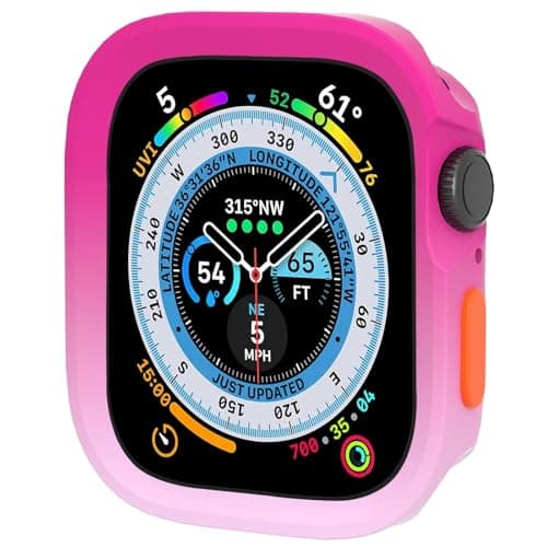SDOCEBF Compatible for Apple Watch Bumper Case 42mm Series 11/10, Soft Flexible TPU Thin Lightweight Protective Cover for iWatch, Shockproof Rugged Case for Men Women, Rose Red-White - Image 1