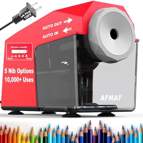 AFMAT Electric Pencil Sharpener, Fast & Hands-Free, 10K+ Uses, 5 Nibs, Fully Automatic Pencil Sharpener for Classroom, Heavy Duty Sharpeners for No.2/Jumbo/Colored Pencils (φ6.5-10.5mm) US Plug(120V) - Image 1