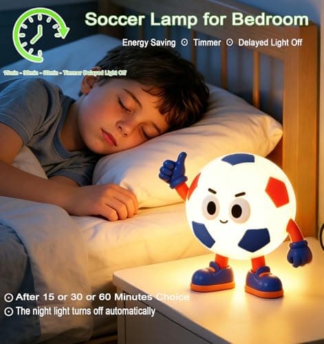 IYT Soccer Night Light for Kid,Silicone Football Lamp Rechargeable Dimmable Light Up Portable Nursery Decor Gifts for Boy Girls - Thumbnail 4