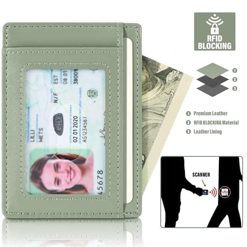 Travelambo Slim Wallet Front Pocket Minimalist Leather RFID Blocking Medium Size - Thumbnail 5