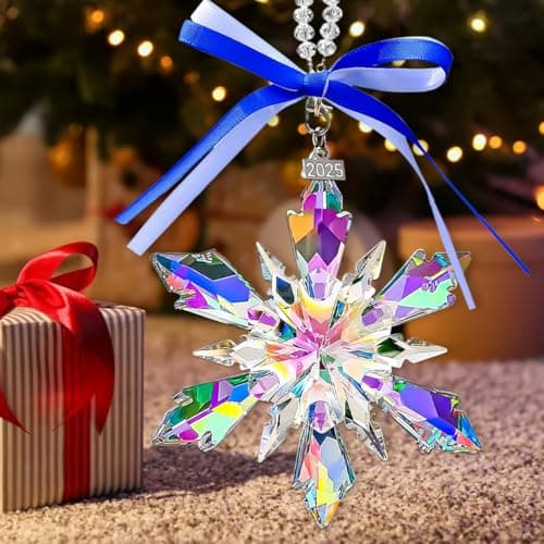2025 Annual Edition Crystal Christmas Ornaments, Snowflake Star Ornaments for Christmas Tree, Beautiful Colorful Ornament Gifts for Family Friends - Thumbnail 2