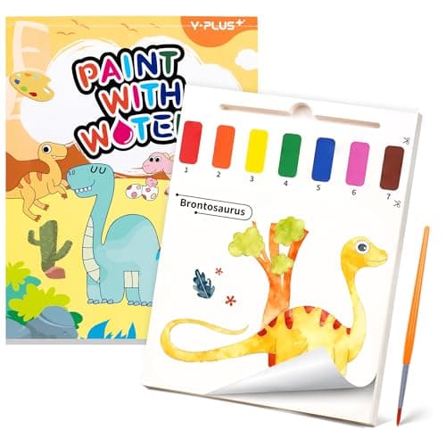YPLUS Paint with Water Books for Toddlers, Art Craft Toys Watercolor Painting Paper, Gift for Kids Ages 1-3, 2-4, 4-6, Drawing with Brush - Dinosaur