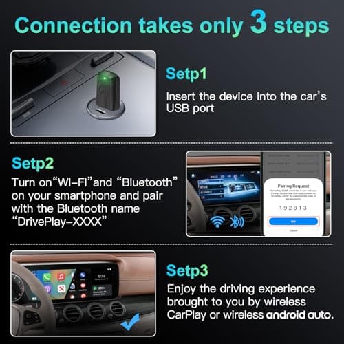 AACPLAY Mini 2 in 1 Wireless Carplay Adapter & Wireless Android Auto Adapter for Apple iPhone Samsung or Other AndroidPhone, USB Bluetooth Car Accessories for OEM Wired Carplay/Android Auto Cars - Thumbnail 6
