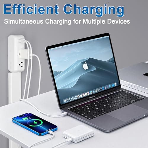 Gbchais Outlet Extender Stick with USB-A & USB-C, 2 AC Outlets, Adjustable 22"-34" Plug Extender, 180° Rotating Wall Outlet Extender for Hard-to-Reach Outlets Behind Sofa, Bed, Desk, Nightstand - Thumbnail 5