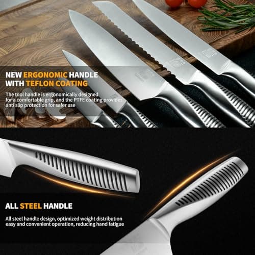 HAOCHUYI 5-Piece Professional Chef Knife Set - Ultra-Sharp Kitchen Knives with Ergonomic steel handle, Ideal for Home, Outdoor, Camping, BBQ, and Gifts for Men - Thumbnail 4