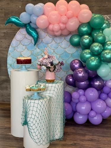 Mermaid Balloons, 60Pcs 12inch Metallic Purple Pink Blue Balloons with Confetti Balloons for Ocean Sea Themed Baby Shower Gender Reveal Birthday Party Decorations - Thumbnail 6