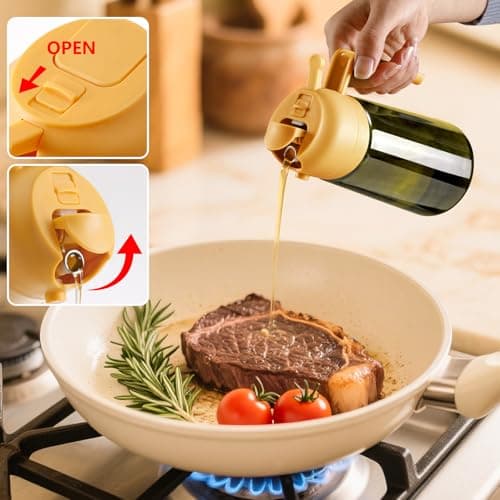 SWEET VIEW Olive Oil Dispenser and Oil Sprayer – 16oz/470ml Glass Light-Proof Oil Pourer for Kitchen, Air Fryer, Cooking, Salad, and BBQ - Thumbnail 4