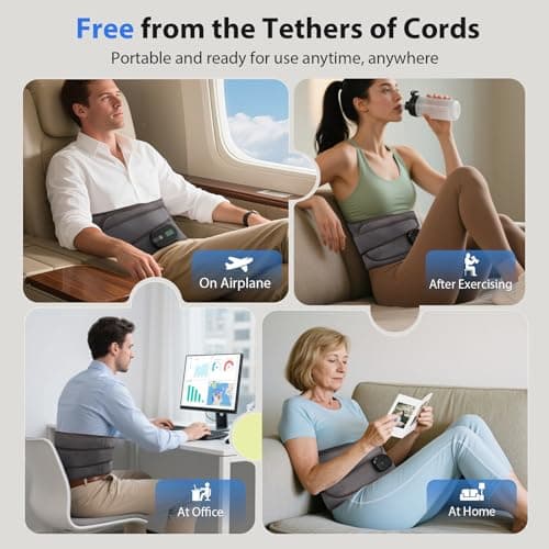 Lower Back Massager with Heat, Heating Pad for Back, Stomach Heating Pad, Waist Belt Wrap with Heat Vibration 3 Levels Adjustable, Touchscreen Control, Adjustable Size, Gifts for Parents (Grey) - Thumbnail 5