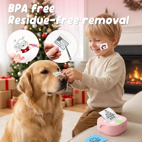 HKHKPI Mini Sticker Printer Thermal Sticker Maker Machine,Bluetooth Print Pods for Kids Teens Gifts,Pocket Printpod Portable Impresora for Phone,Note Buddy,Photo,Custom Sticker,Scrapbook-Pink - Thumbnail 4