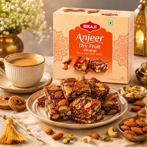 Bikaji Anjeer Dry Fruit Burfi 8.81oz (250g), Indian Fig & Nut Sweet, Premium Dry Fruit Dessert (mithai) with Figs, Almonds & Pistachios (Pista), Ready-to-Eat Dessert & Festive Gift - Thumbnail 3