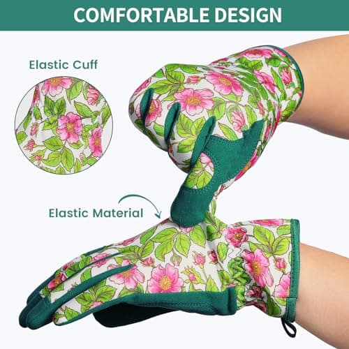 Pleneal Gardening Gloves for Women - Leather Garden Gloves Thorn Proof, Outdoor Protective Working Gloves for Weeding - Thumbnail 4