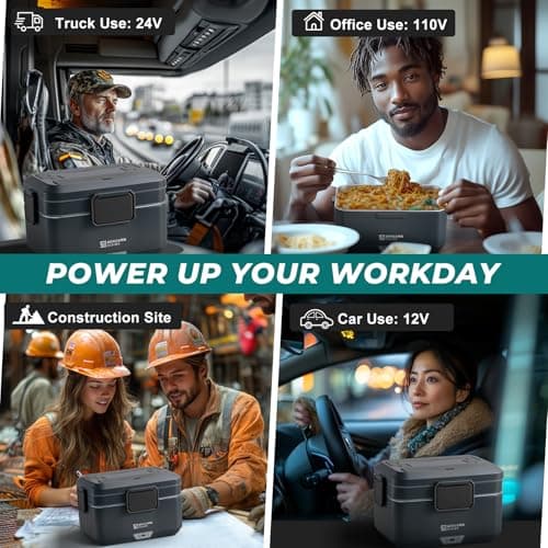 Annie & Mia Design Electric Lunch Box for Adults, 100w 3.5L 2-Layer Portable Food Warmer, Dual Mode 2.5L + 1L Heated Lunch Box for Adults, Home/Car/Office/Truck Use, Lonchera Eléctrica Portátil - Thumbnail 2