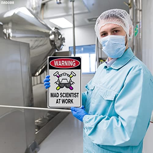 Mad Scientist Wall Decor Science Poster - 8x12" Mad Scientist At Work Warning Sign Science Gifts Mad Scientist Decor Chemistry Poster Wall Art Decor Metal Tin Sign - Aluminum Sign Science Posters - Thumbnail 6