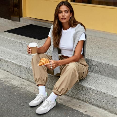 QIY Sneakers for Women Casual White Women's Fashion Sneakers Comfortable White Grey Walking Tennis Shoes Slip on Fall Cute Shoes 2026 Size 11 - Thumbnail 2