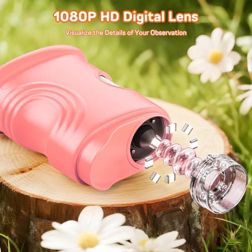 Microscope for Kids with 2.0" IPS Screen, Girls 1000X Handheld Outdoor Gifts Portable STEM Science Lab Toy, Rechargeable Digital Microscope Educational Gift for Girls Age 4-6 8-12, Pink - Thumbnail 6