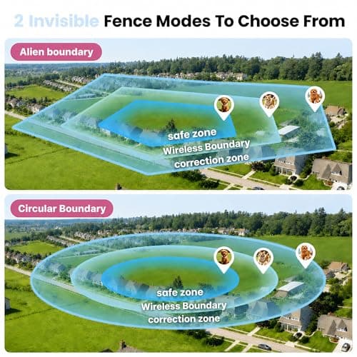 RPZ GPS Dog Fence Wireless System for Dogs, Invisible Fence with Custom Polygon Boundary, GPS Dog Collar Fence System, IP67 Waterproof Electric Fence for Dogs with Tone Vibration Shock - Thumbnail 4