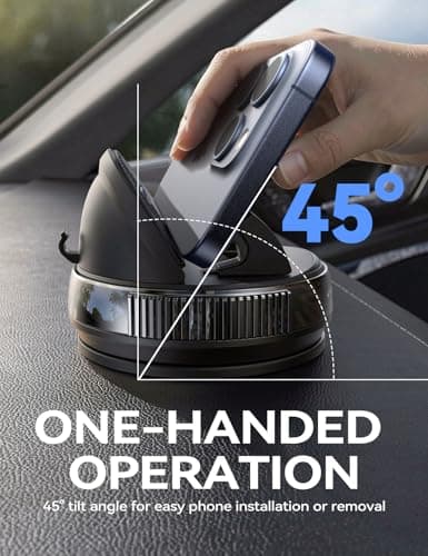 JOYROOM Car Phone Holder Mount, [360° Rotation+Thick Case Friendly] Cell Phone Car Mount with Adjustable Spring Clip, Universal Dashboard Phone Holder Anti-Slip Silicone for iPhone (Black) - Thumbnail 6