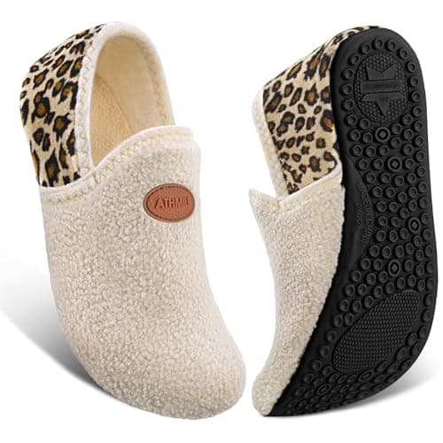 ATHMILE Mens Womens House Slippers Soft Slip-on Slipper Socks Non-Slip Indoor Outdoor House Shoes for Home Bedroom Travel Gifts for Women Men - Image 1