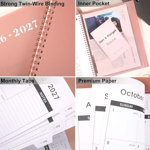 2026-2027 Monthly Planner - Monthly Planner 2026-2027, Jul. 2026 - Jun. 2027, 9" x 11", 12-Month Planner, Tabs & Pocket, Twin-Wire Binding - Rosy Pink - Thumbnail 5