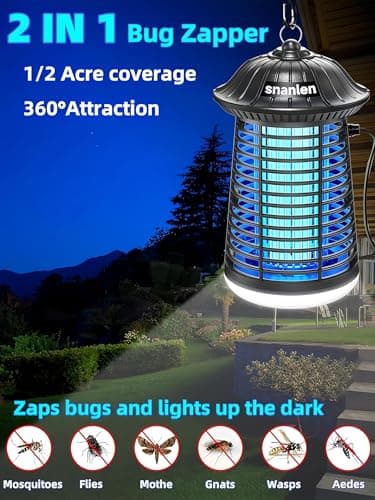 snanlen 4200V High-Powered Electric Bug Zapper Outdoor & Indoor with LED Attractant, Durable ABS Mosquito Zapper Outdoor, Plug-in Fly Trap & Mosquito Killer for Patio, Yard, Garden and Home - Thumbnail 2