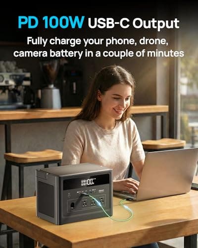 2026 Portable Power Station 600W, 576Wh LiFePO4 Battery Portable Charger, Solar Power Bank with AC Outlet 110V/1200W Surge, PD 100W USB-C Fast Charging for Camping, Home, Hurricane Emergency, RVs - Thumbnail 4