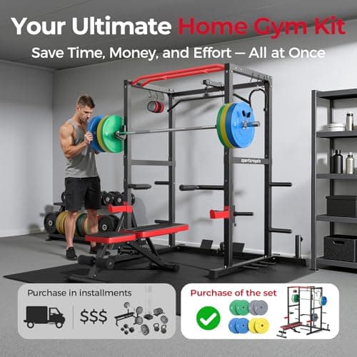 Sportsroyals Squat Rack, LAT Power Cage, Power Rack Multi-Function with Pulley System and Training Attachments for Home Gym - Thumbnail 3