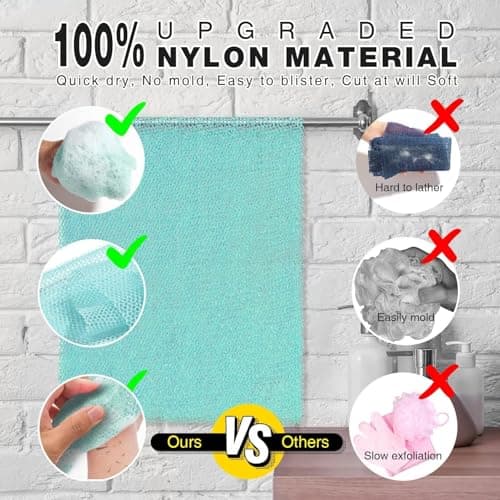 UJFQBH African Bath Sponge African Net Long Net Bath Sponge Exfoliating Shower Body Scrubber Back Scrubber Skin Smoother,Great for Daily Use (Green) - Thumbnail 2