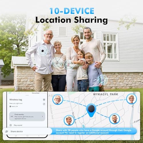 Bluetooth Tracker 4-Pack for Android & Samsung with Case, Smart Tag Item Finder for Keys Wallet Luggage, IP66 Waterproof, 365-Day Battery, Works with Google Find Hub (Black) - Thumbnail 5