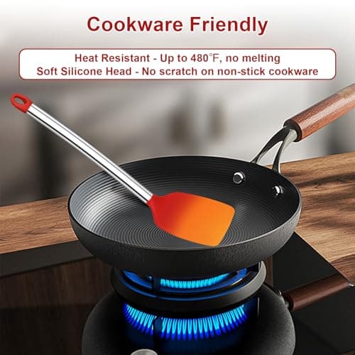 8 PCS Silicone Kitchen Utensils, Vayvnt Large Cooking Utensils Set for Nonstick Cookware, Silicone Spatula Set Includes Spoons and Tongs, Kitchen Essentials for Cooking & Baking, Dishwasher Safe, Red - Thumbnail 4