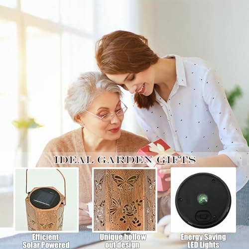 Mothers Day Gifts for Mom Grandma - Birthday Gifts for Women, 2 Pack Butterfly Solar Lanterns Outdoor Waterproof, Butterflies Solar Lights Outdoor Hanging Garden Decor for Outside - Thumbnail 6