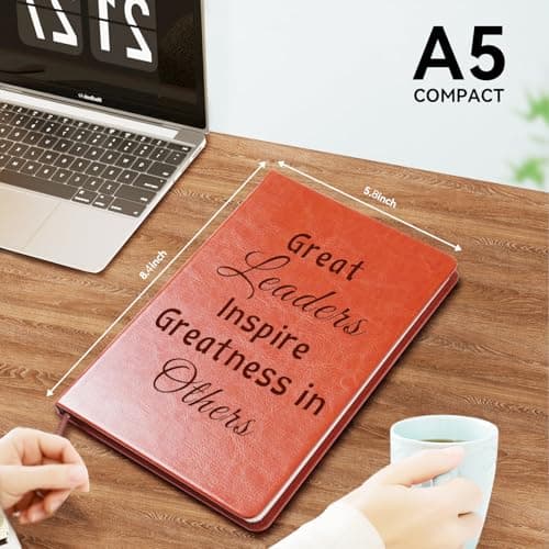 LBWCER Boss Appreciation Gift Mentor Notebook Great Leaders Notebook Leader Supervisor PM Mentor Retirement Gift Coworker Farewell Leather Journal Notebooks (Great) - Thumbnail 2