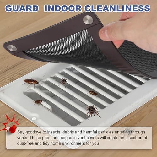 Magnetic Vent Mesh- 4 Pack, 5 x 11 inch Strong Magnetic Vent Screen for Home Floor, Ceiling and Wall Registers, Ventilate While Prevent Objects from Entering, Durable and Solid - Black - Thumbnail 6