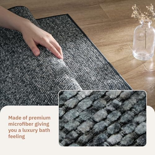 PADOOR Thin Bathroom Runner 24"x48", Braided Bath Mats for Bathroom fits Under Door, No-Slip Rubber Bath Rugs, Machine Washable & Quick Dry Absorbent Bath Mat (Darkgrey) - Thumbnail 5