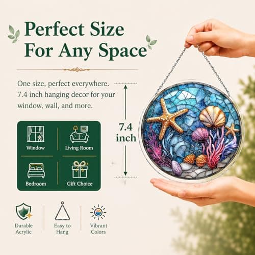 Acrylic Puzzle Suncatcher Window Hanging, Colorful Starfish Seashell Coral, Unique Ocean Acrylic Jigsaw Puzzle, DIY Suncatcher Puzzle Kit, Home Garden Decor Gift for Women Mom Wife Men Friends 7.4in - Thumbnail 6