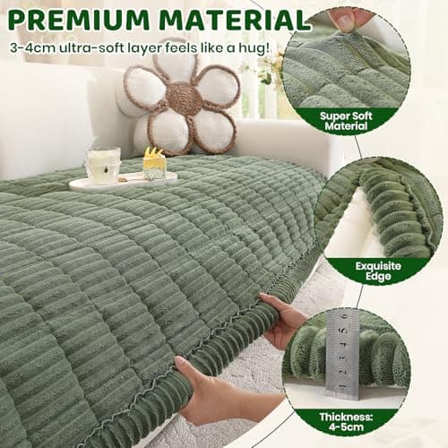 Royhom Couch Cover for Dogs Washable, Soft Thick Pet Couch Covers for Sofa, Pawcart Couch Protector Pet Friendly, Furniture Covers Dog Mat for Couches and Sofas (Green, 35.4 x 82.7 Inch) - Thumbnail 4