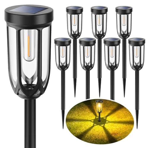 Barleit Solar Lights Outdoor 8 Pack, Solar Pathway Lights, Solar Lights Outdoor Waterproof IP65, Bright Auto On/Off Garden Lights, Solar Landscape Lights for Driveway Walkway Lawn Yard (Warm White) - Image 1