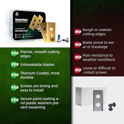 Headley Tools 36Pcs Heavy Duty Titanium Replacement Blades 0.9mm Compatible for Mammotion Luba & Yuka All Series,Robust Replacement Robot Lawn Mower Blades,with Plastic Screwdrivers and Washers - Thumbnail 3
