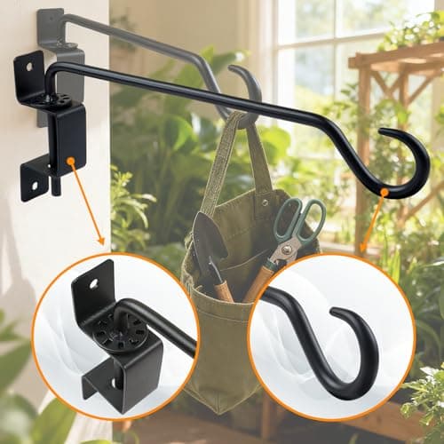 12 Inch Swivel Plant Hanger 2 Pack – Heavy Duty Wall Mount Plant Brackets with 360° Adjustable Hook, Rust-Resistant Metal Outdoor Plant Hangers for Flower Baskets, Bird Feeders, Lanterns & Wind Chimes - Thumbnail 4