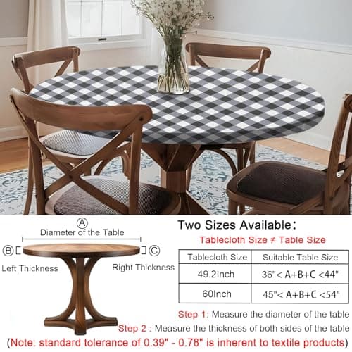 opstellen Fitted Round Tablecloth Waterproof Table Cloth Vinyl Indoor Outdoor Circle Coffee Cover for 36-44" Tables Dining Kitchen Home Gear Gifts Summer Fall Patio Picnic Camping Vacation Supplies - Thumbnail 2