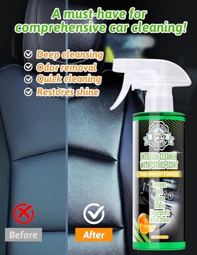 Car Cleaner Interior, Leather Cleaner Upholstery Interior Ceaning Kit Carpet Dashboard Shiny Car Stuff for Vinyl,Plastic,Fabric,Carpet & More,Citrus Scent - Thumbnail 6